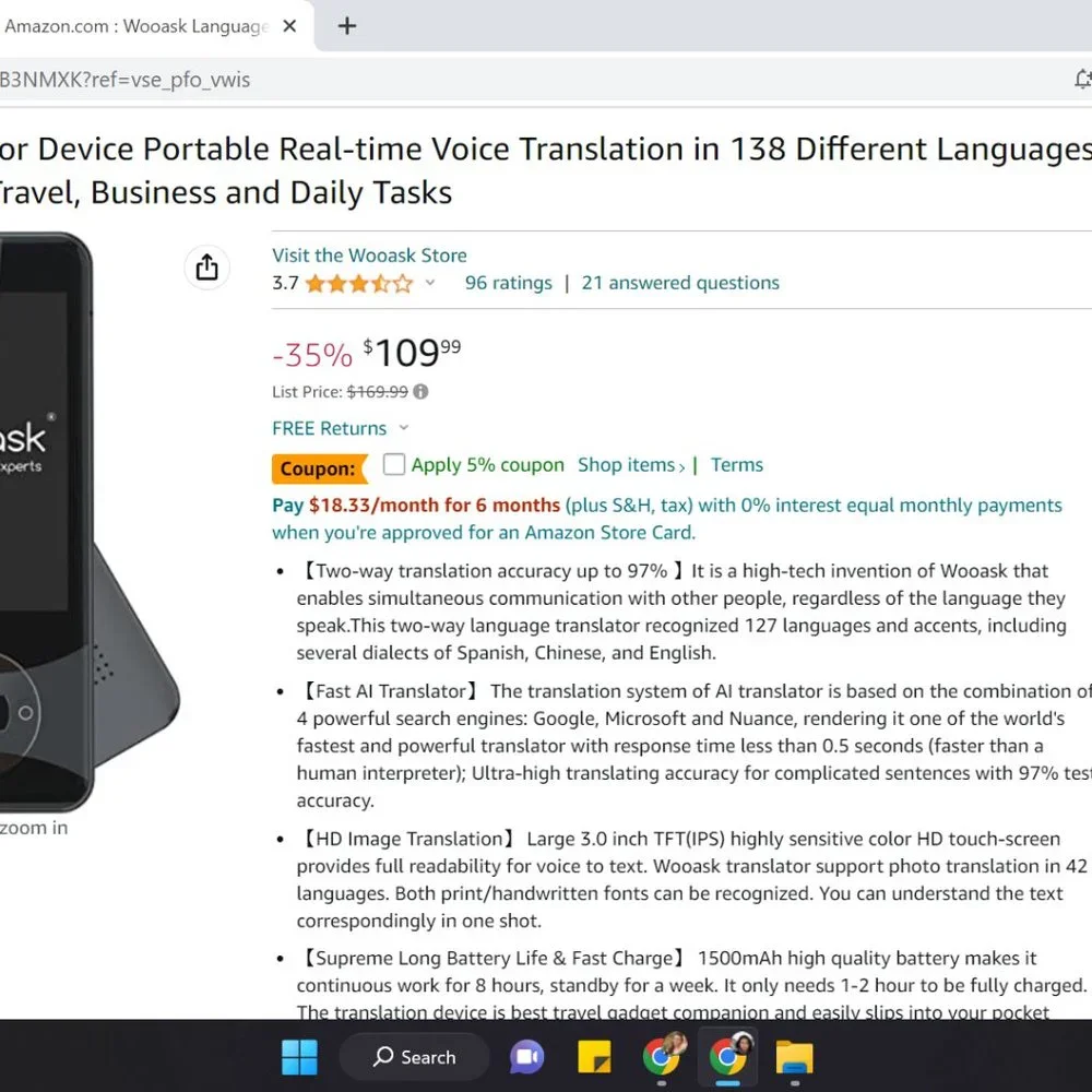 Language Translator Device Portable Real-time Voice Translation